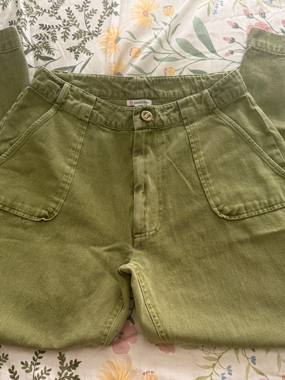 Designer Surf Shop Olive Green Utility-Style Baggy Pants, Size L, New